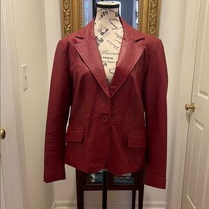 Worthington Women's Deep Red Leather Blazer